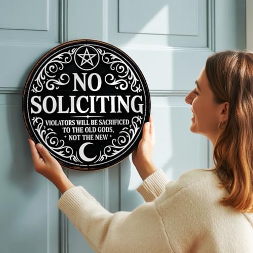 Gothic Gifts No Soliciting Sign for House Front Door, Witchy Gift No Soliciting Sign for Halloween - Image 2