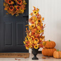 Glitzhome 4FT Lighted Maple Tree, Artificial Fall Autumn Porch Tree with 20 Warm White LEDs & Timer for Autumn Fall Harvest Thanksgiving Christmas Decoration by Glitzhome