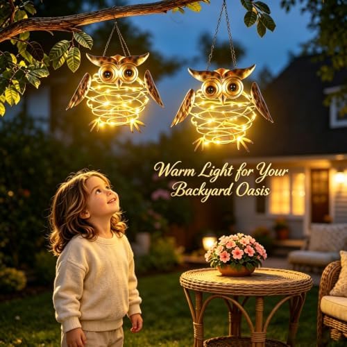 2 Pack Owl Solar Hanging Lights-Birthday Gifts for Women Mom Grandma - Image 2