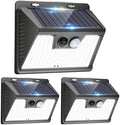 Peasur 140LED Solar Powered Lights Outdoor Waterproof, 3 Packs Motion Sensor Light Ultra-Bright, 3 Modes Fence Security Lighting for Outside Yard Wall Deck Step Garden(Cool White) by Peasur