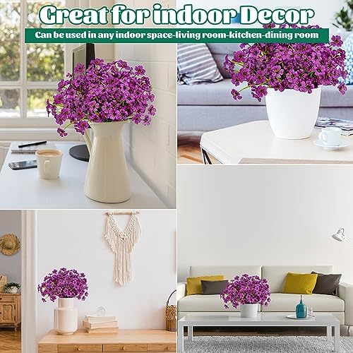 24 Pcs Artificial Flowers for Outdoor, Plastic Fake Flowers Decor, Fuchsia - Image 5