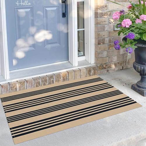 KILOCOCO Striped Rug 2.3'x3.6' Indoor Washable Rugs Front Door Mat, Brown by Kilococo