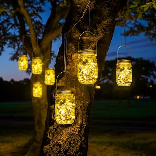 GIGALUMI Solar Mason Jar Lights, 8 Pack 30 Led String Fairy Lights - Image 3