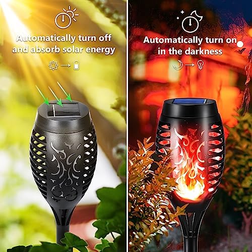 Toodour Solar Torch Flame Lights, 12 Pack Solar Halloween Lights Outdoor - Image 5