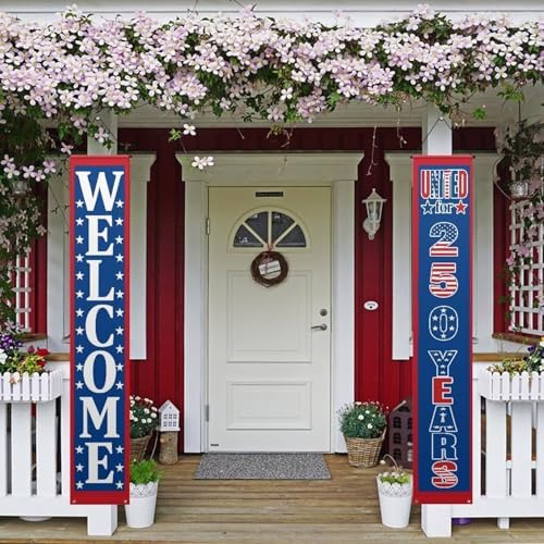 doginthehole 250th Anniversary USA Decorations Banners America 4th of July Patriotic Decor Banner 12 x 71 Inch, 250 Years Anniversary Door Banners for Front Door Porch Outdoor Home Hanging Sign by doginthehole
