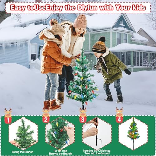 6 Pack Solar Christmas Trees Outdoor 120 LED Multicolor Lights - Image 5
