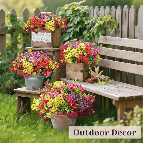 Der Rose 12 Bundles Artificial Flowers for Outdoors Fake Flowers Plants Spring Summer Decoration UV Resistant for Outside Home Porch Patio Garden Decor - Image 6