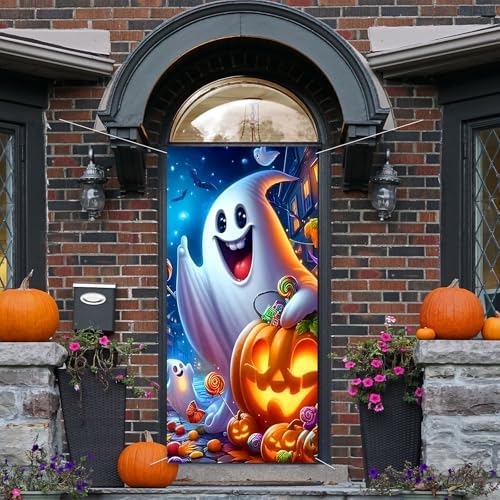 Halloween Door Cover Pumpkins Ghost Decorations for Home Decor - Image 6