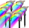LEREKAM Color Solar Lights Outdoor Waterproof Spotlights with 9 Light Modes, Color Changing Solar Outdoor Lights for Decorate Festivals, Colored Solar Spot Lights Auto On/Off, RGBW 6 Pack by LEREKAM