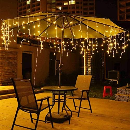 Toodour Christmas Icicle Lights Outdoor, 1224 LED 100ft 8 Modes Fairy Icicle String Light with 204 Drops, Led Christmas Lights Twinkle for Holiday, Party, Wedding, Eaves, Xmas Decorations (Warm White) - Image 6