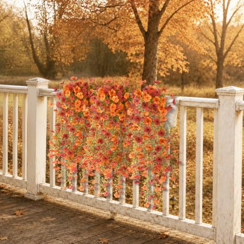 Homsunny Artificial Mums for Outdoors Hanging Flowers for Home Fall Decor - Image 4