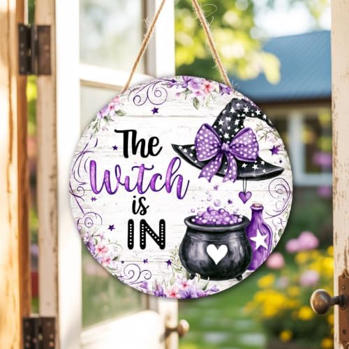 The Witch is in Sign, Witchy Halloween Decorations Wooden Sign for Home - Image 7