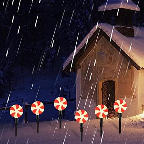 Outdoor Lollipop Christmas Pathway String Lights, 7 Feet C9 Christmas Yard Candy Shape Decorations Driveway Markers Stake Lights, Connectable Garden Markers Light for Outdoor Walkway Decor - Image 3