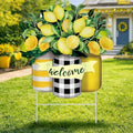 Yookeer Summer Decoration Outdoor Metal Lemon Leaf Sign with Stakes by Yookeer