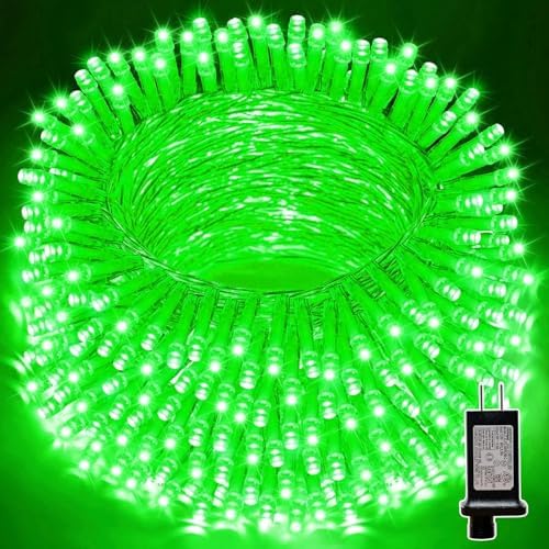 LAMPHOME 99ft St Patricks Day Green String Lights, 300 LED Transparent Wire Fairy StarryMini Light Plug in, 16Lighting Modes for Indoor Outdoor Xmas Tree Wedding Party Decoration by ULL