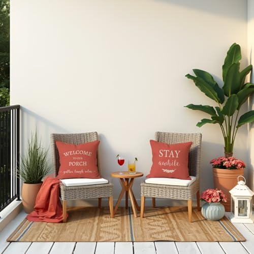 PANDICORN Outdoor Decorative Throw Pillow Covers 18x18 Inch Set of 2, Coral - Image 3