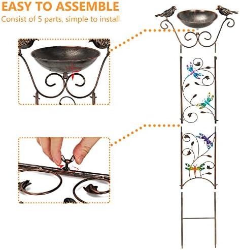 SUNNYPARK 43.5 Inch Metal Bird Bath Bowl with Garden Trellis Outdoor - Image 3