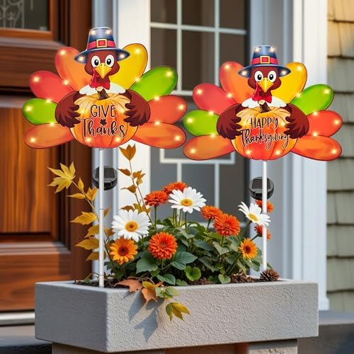 Hexagram Thanksgiving Decorations Outdoor, Turkey Solar Garden Stakes - Image 5