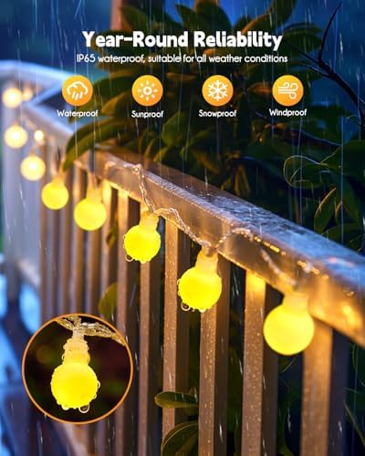 Brightown Solar String Lights 19.6Ft, 60 LED Globe Waterproof, 8 Modes - Image 6