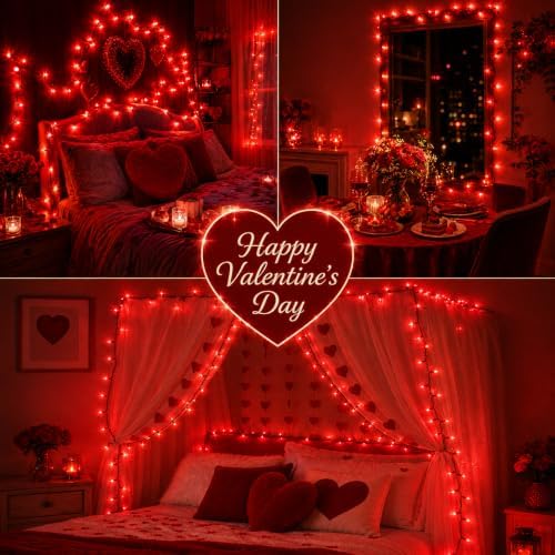 Hopolon Red Christmas String Lights,2 Pack Total 100 Count 26 FT,Green Wire - Image 4