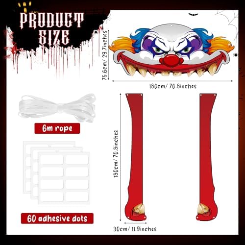 Tiamon Halloween Creepy Clown Decorations Door Banners Carnival Party - Image 2