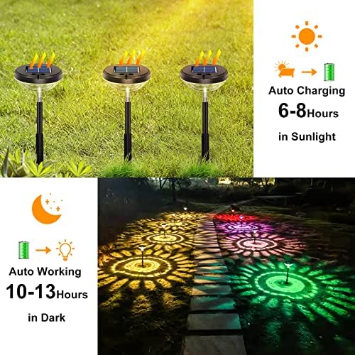 Nupostai Bright Solar Pathway Lights 2 Pack, Color Changing + Warm White LED, IP67 Waterproof Solar Garden Lights for Walkway, Yard, Backyard, Lawn Decorative - Image 3