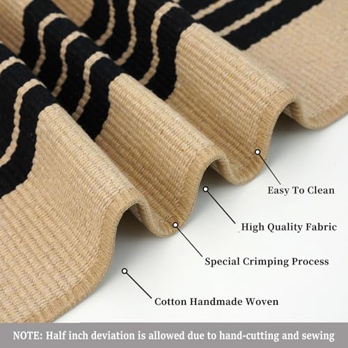 KILOCOCO Striped Rug 4x6 ft Washable Woven Front Door Rug, Brown and Black - Image 4