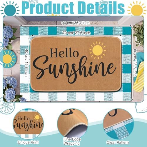 Tinideya 2 Pcs Hello Sunshine Layered Door Mat Outdoor - Image 2