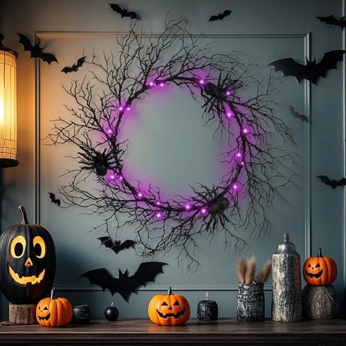 Adroiteet 24" Halloween Wreath for Front Door Halloween Decorations Outdoor - Image 5