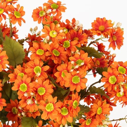 INQCMY 6 Pcs Artificial Fall Flowers for Outdoors UV Resistant Faux Mums - Image 2
