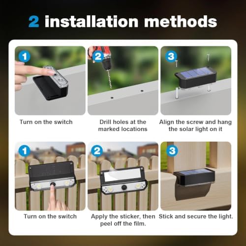 Peasur 12 Pack Solar Fence Lights Outdoor, Deck Light Solar Powered, IP65 Waterproof Led Riling Solar Lights for Outside Step Yard, Cool White - Image 6