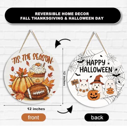 Happy Fall Halloween Decor Reversible Sign for Home Office - Image 2