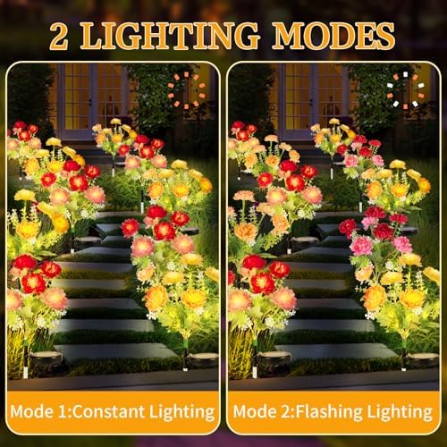Solar Garden Lights Outdoor, 4 Pack 28 Solar Flower Lights Waterproof - Image 5