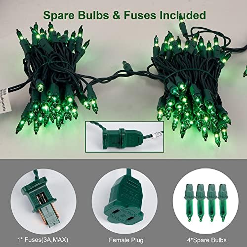 Christmas String Lights, 150 Count 33 FT Incandescent Mini Green Wire Fairy Light, 120V UL Certified Connectable St Patricks Day Tree Lights for Patio, Holiday, Party, Outdoor Indoor Decoration, Green - Image 5