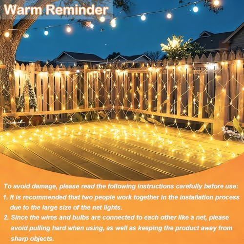 510 LED Christmas Net Lights, 28ft x 5ft Mesh Lights Outdoor Clear Wire 8 modes, Waterproof Connectable String Lights Plug in for Xmas Tree Bushes Garden Holiday Party Decorations - Warm White - Image 3