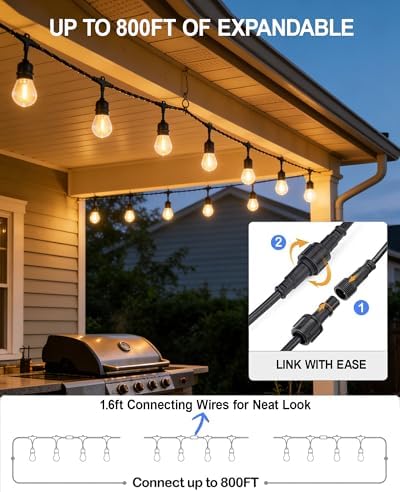 Gmnee 75FT Outdoor String Lights for Patio, Balcony & Porch, Backyard - Image 4