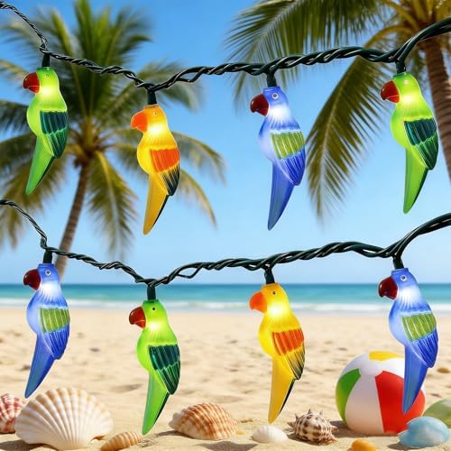 Multicolor Parrot String Lights, 8.5Ft Parrot Camping Outdoor Party Lights with 10 LED Multicolor Parrot Lights, Summer Patio Decorations String Lights for Bedroom Home Decks Party Lighting by Doratale