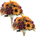 GTIDEA 4 Bundles Fall Artificial Flowers Bouquet, Fake Sunflowers Flowers by GTIDEA