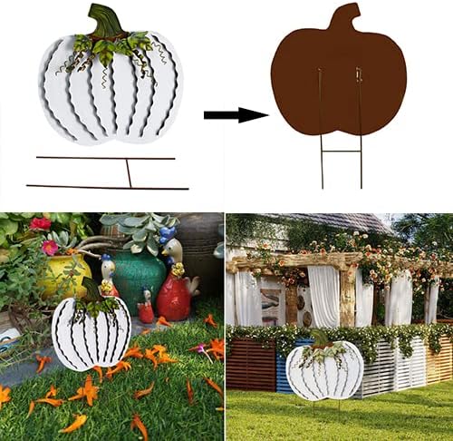 Pumpkin Garden Stake Metal Pumpkin Yard Sign Fall Decor Decorative Pumpkin - Image 5