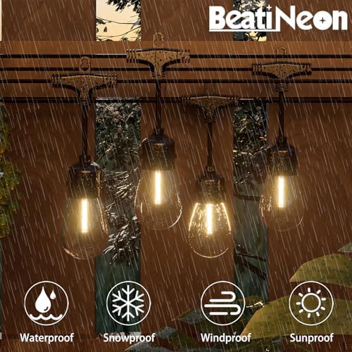 Outdoor String Lights 48FT, Commercial Grade Patio Lights with 16 (15+1) S14 Shatterproof Bulbs for Bistros Backyard Porch Party, IP65 Waterproof 2700K Warm White - Image 2