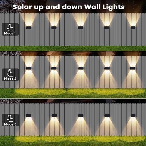Solar Lights Outdoor Waterproof IP67, WarmWhite Solar Wall Lights Outdoor with Flexible Up and Down, Fence Lights Solar Powered Dusk to Dawn for Patio, House, Garage, Porch, Garden, Door (6 Pack) - Image 5