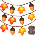 16.4FT 20 LED Fall Lights Battery Operated, Fall String Lights with 3D Acorns and 3D Maple Leaves LED Autumn Lights with Timer 8 Modes for Autumn Thanksgiving Indoor Outdoor Fall Decorations by Unknown