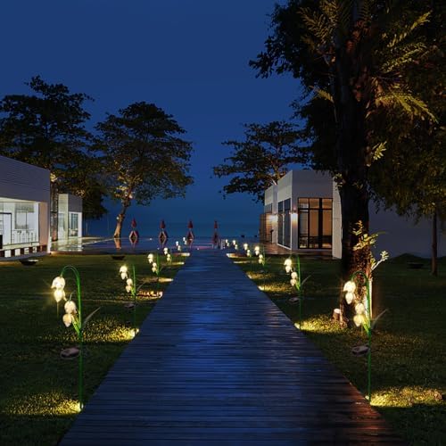 VCUTEKA Outdoor Solar Garden Light, Lily of the Valley Glass Flower Decor - Image 4