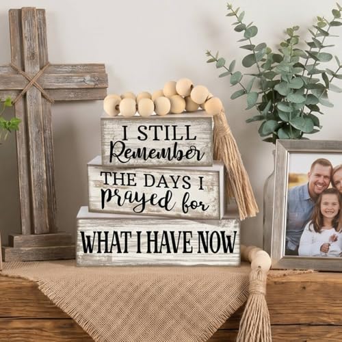 Yuntau 4 Pcs Farmhouse Wooden Tabletop Decor Rustic Retro Wood Bead Garland - Image 5