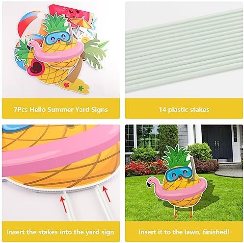 Summer Balls Plastic Yard Signs 7 Pcs with Stakes Outdoor Lawn - Image 3