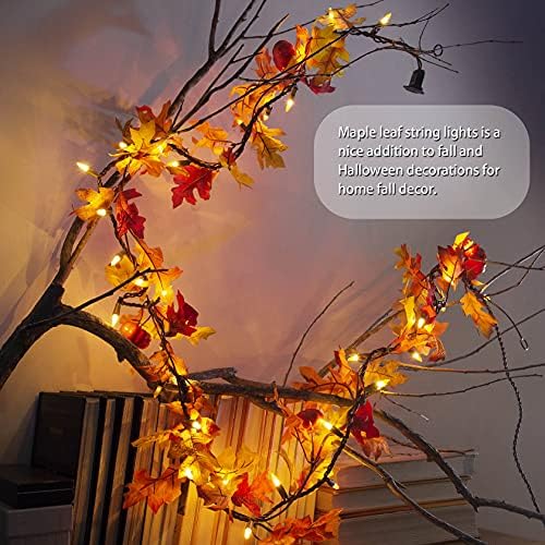 TIGOMOOV Lighted Fall Decorations for Home Maple Leaf String Lights Plug in 120V, Thanksgiving Garland with Lights, 35 Bulbs Lighted Fall Garland String Lights for Fireplace Mantle Decor - Image 6