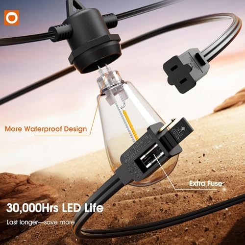 addlon 50FT Outdoor String Lights with 16 Edison LED Dimmable Waterproof - Image 4