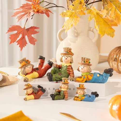 Valery Madelyn Scarecrow Fall Decorations for Home, 3 Pcs Fall Decor for Table Indoor Outdoor, Resin Thanksgiving Decorations Garden Pumpkins Figurines for Autumn Harvest Porch Tiered Tray, 3" - Image 6