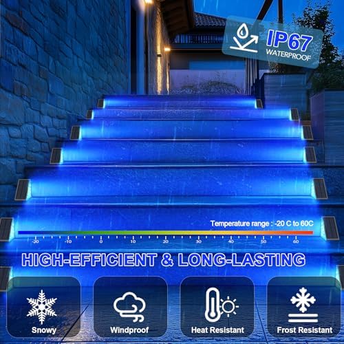 AUDLES 8 Pack Solar Stair Lights, Outdoor Step Lights with Waterproof IP67, Blue Color LED Solar Light for Outside Light Decor for Stair, Deck, Front Step, Front Porch, Patio and Backyard - Image 7