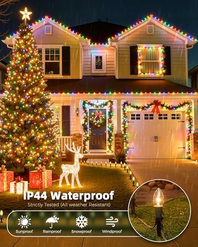 Christmas Pathway Lights Outdoor,102.8 Ft Lights with 80 Warm White Bulbs - Image 2